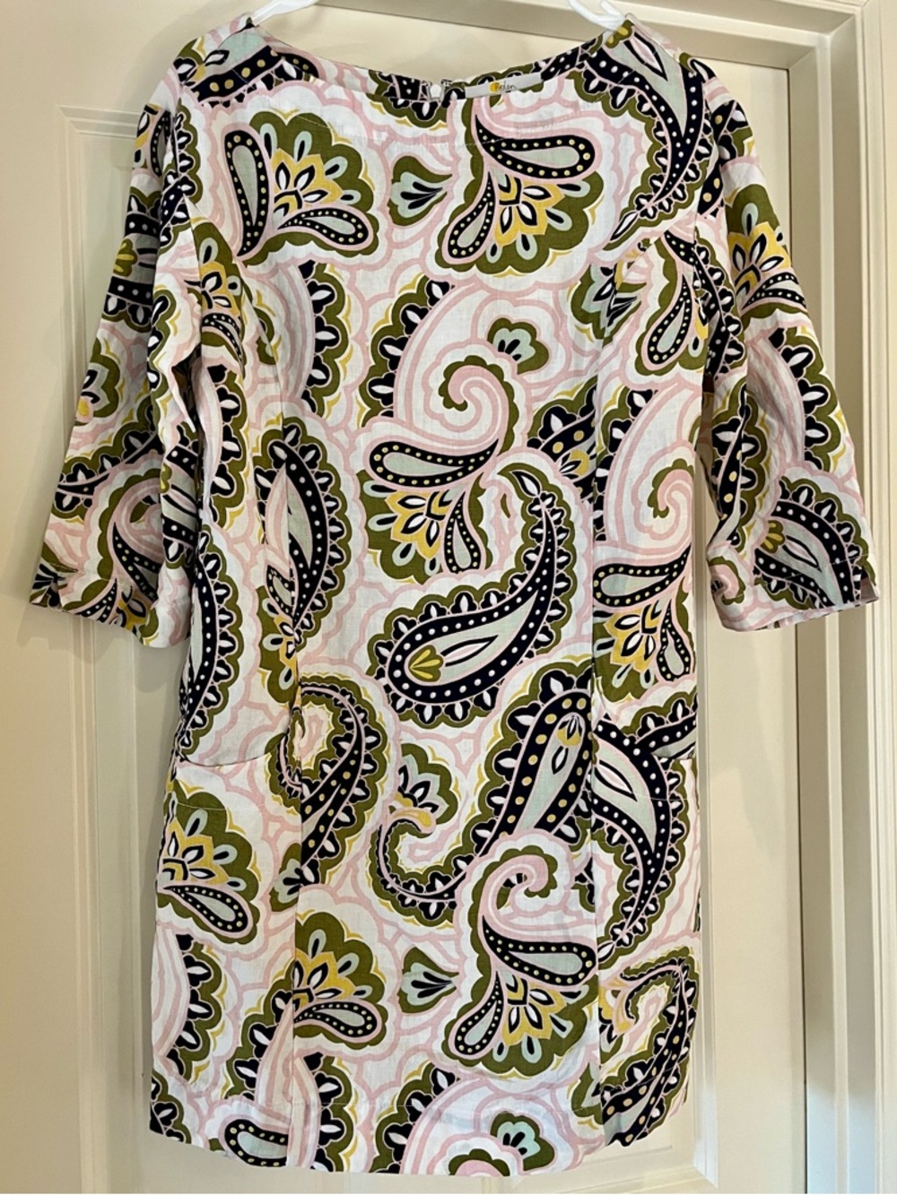Boden Paisley Midi Dress in Pink, Olive & Black